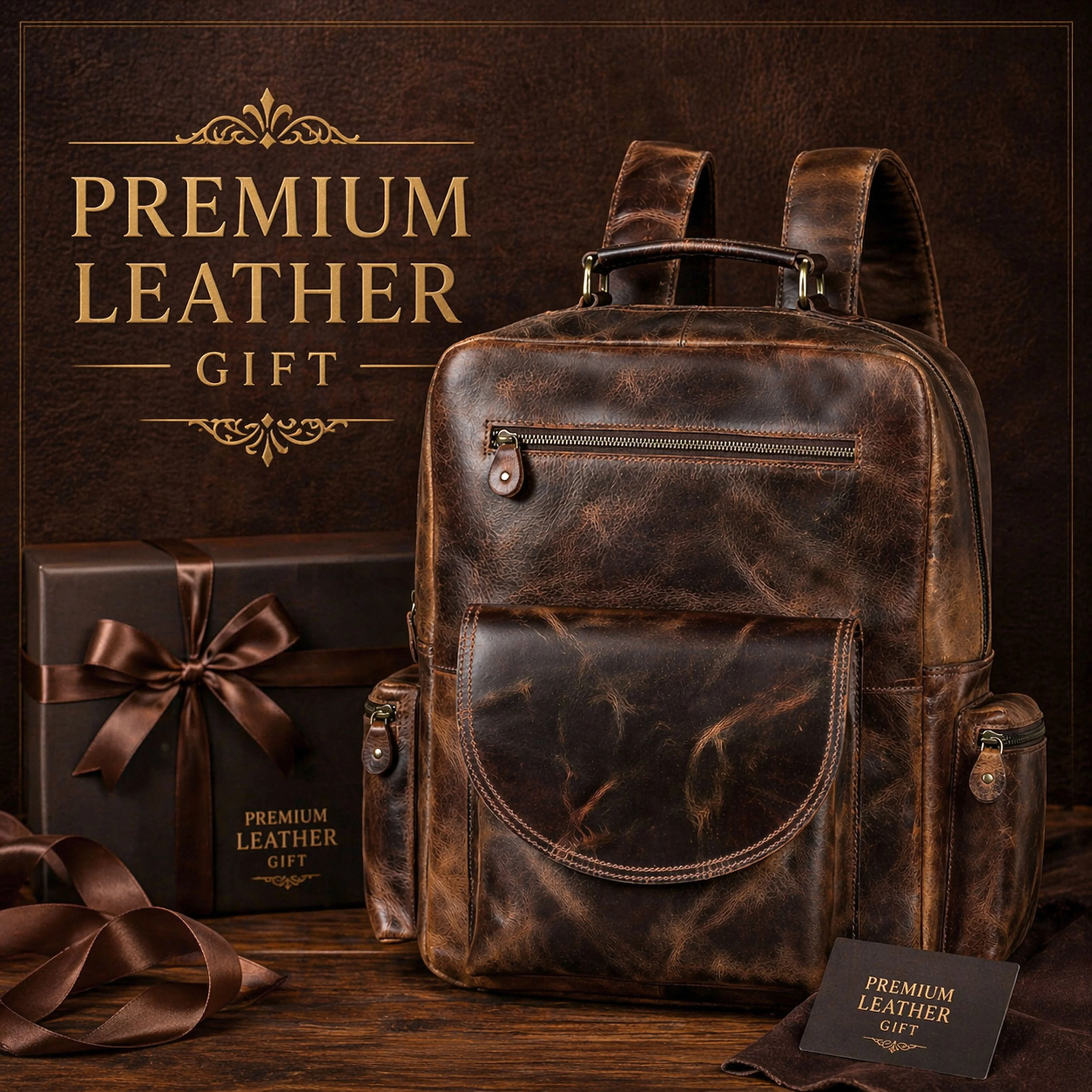 Full Grain Buffalo Leather Backpack - Image 11