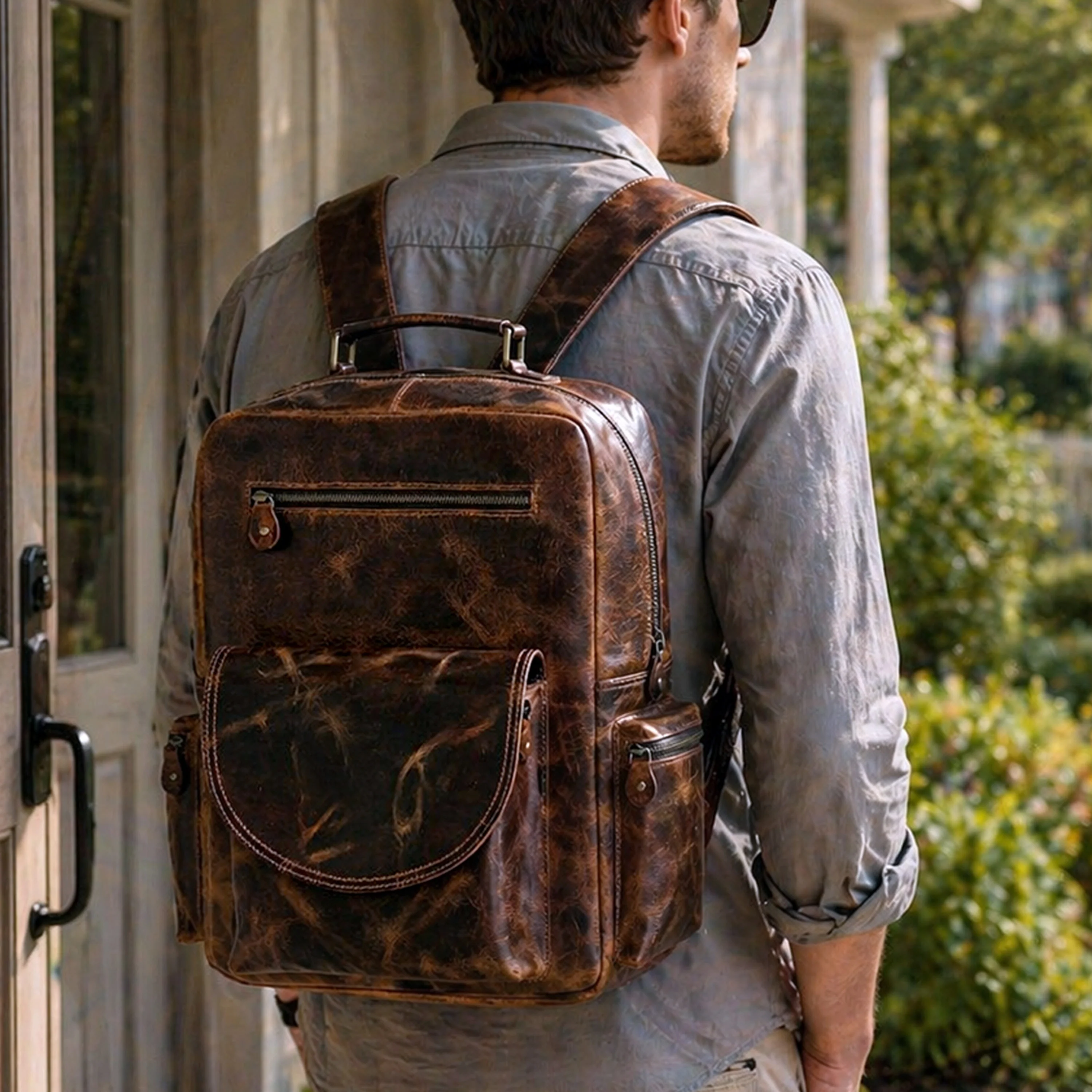 Full Grain Buffalo Leather Backpack - Image 13