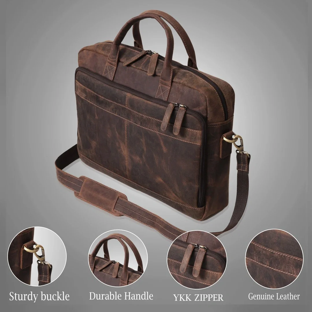 Ocean Leather Buffalo Briefcase - Image 3