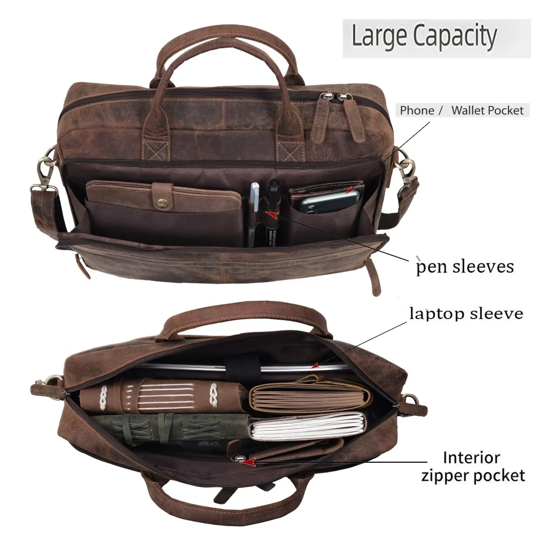 Ocean Leather Buffalo Briefcase - Image 4