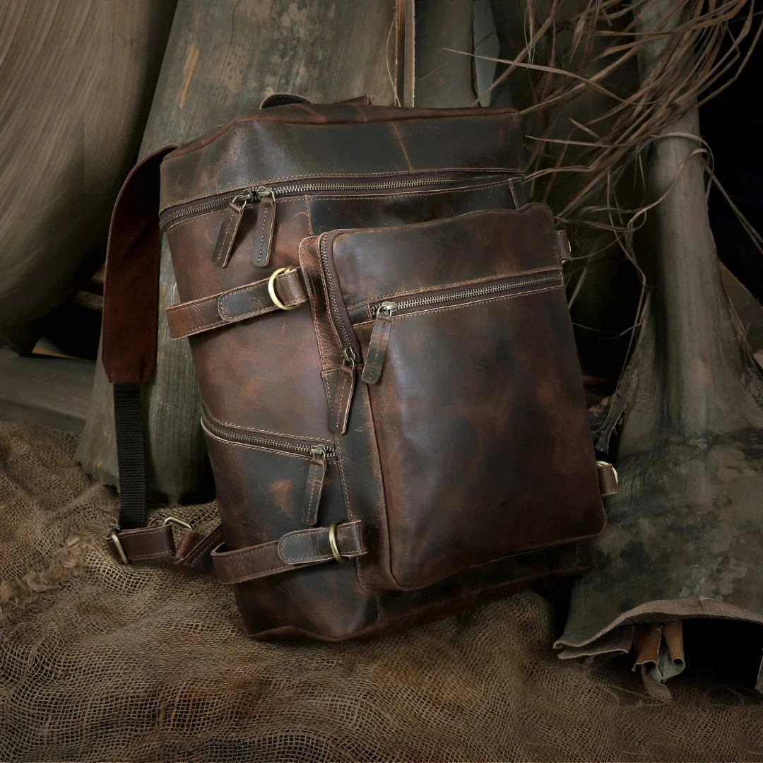 Retro Leather buffalo backpack - Image 20