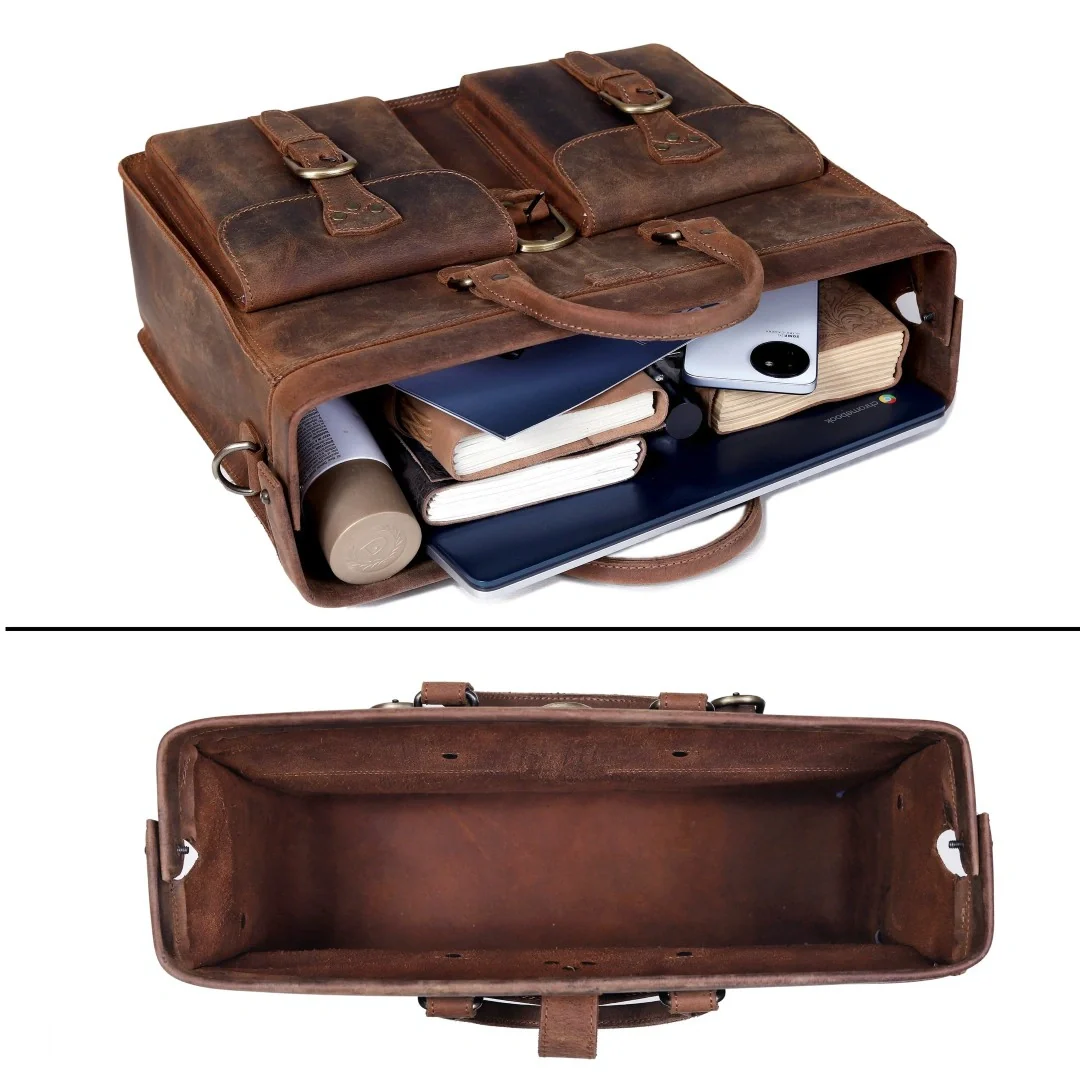 The Atlantic Buffalo Leather Briefcase - Image 5