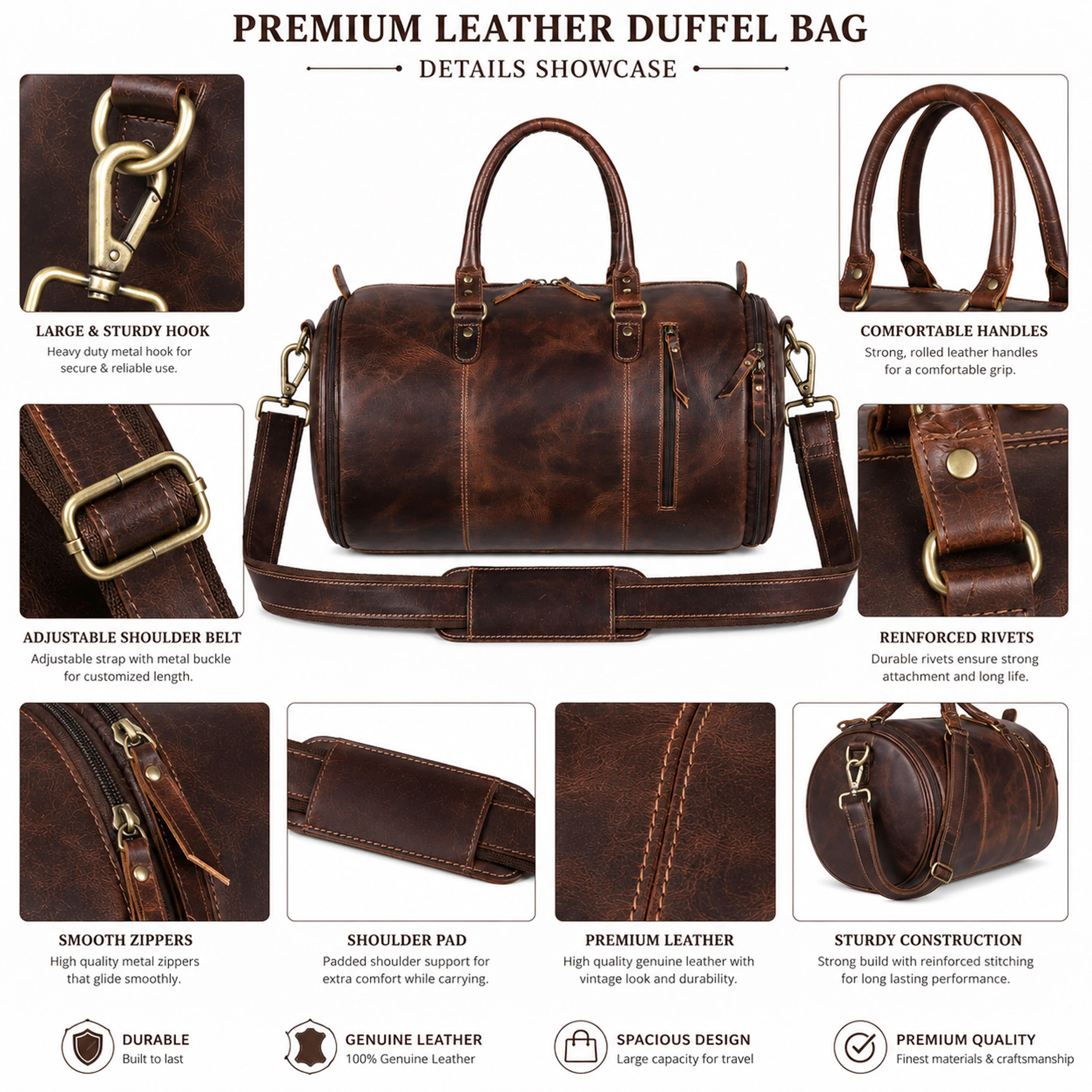 The Buffalo Leather Gym Bag - Image 8