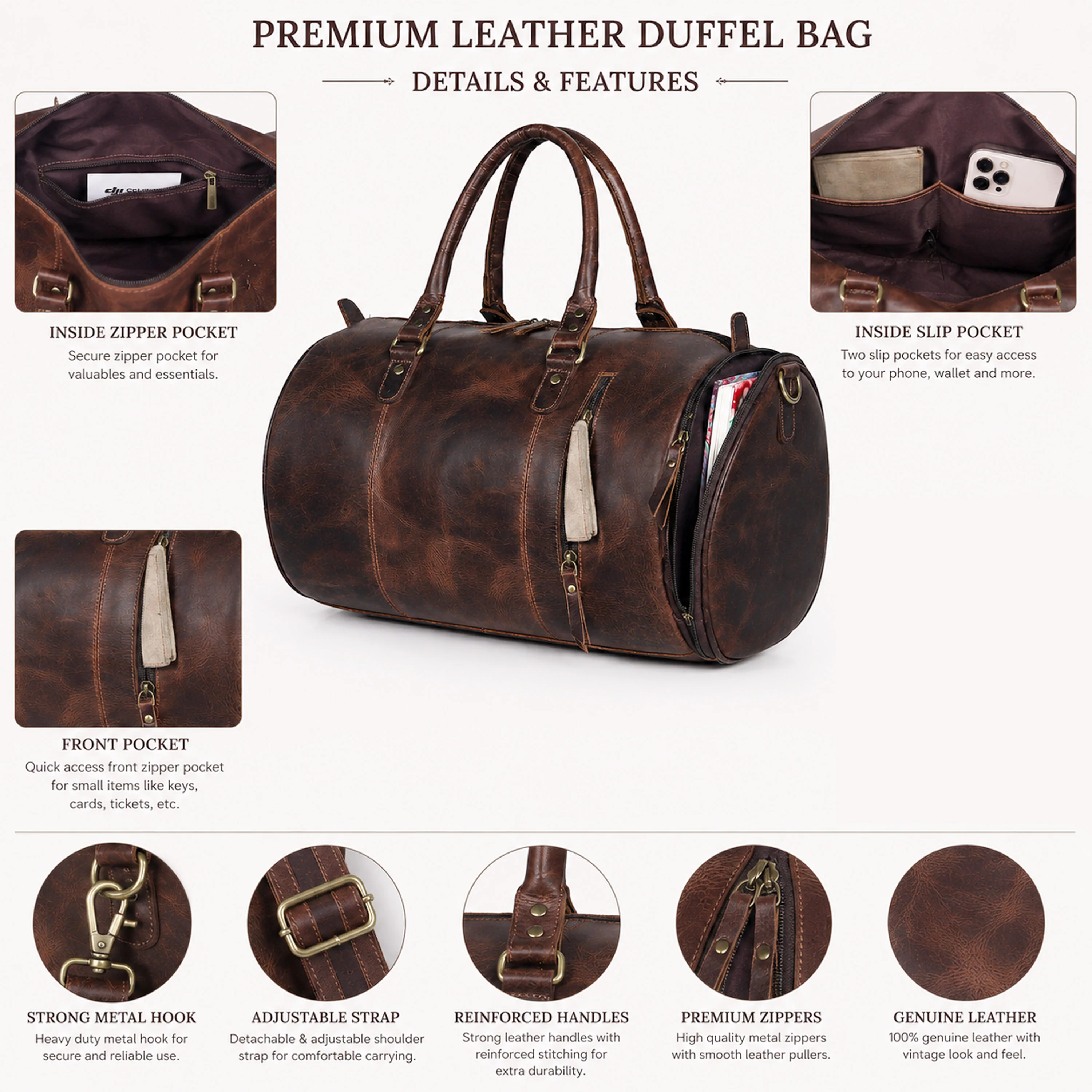 The Buffalo Leather Gym Bag - Image 9