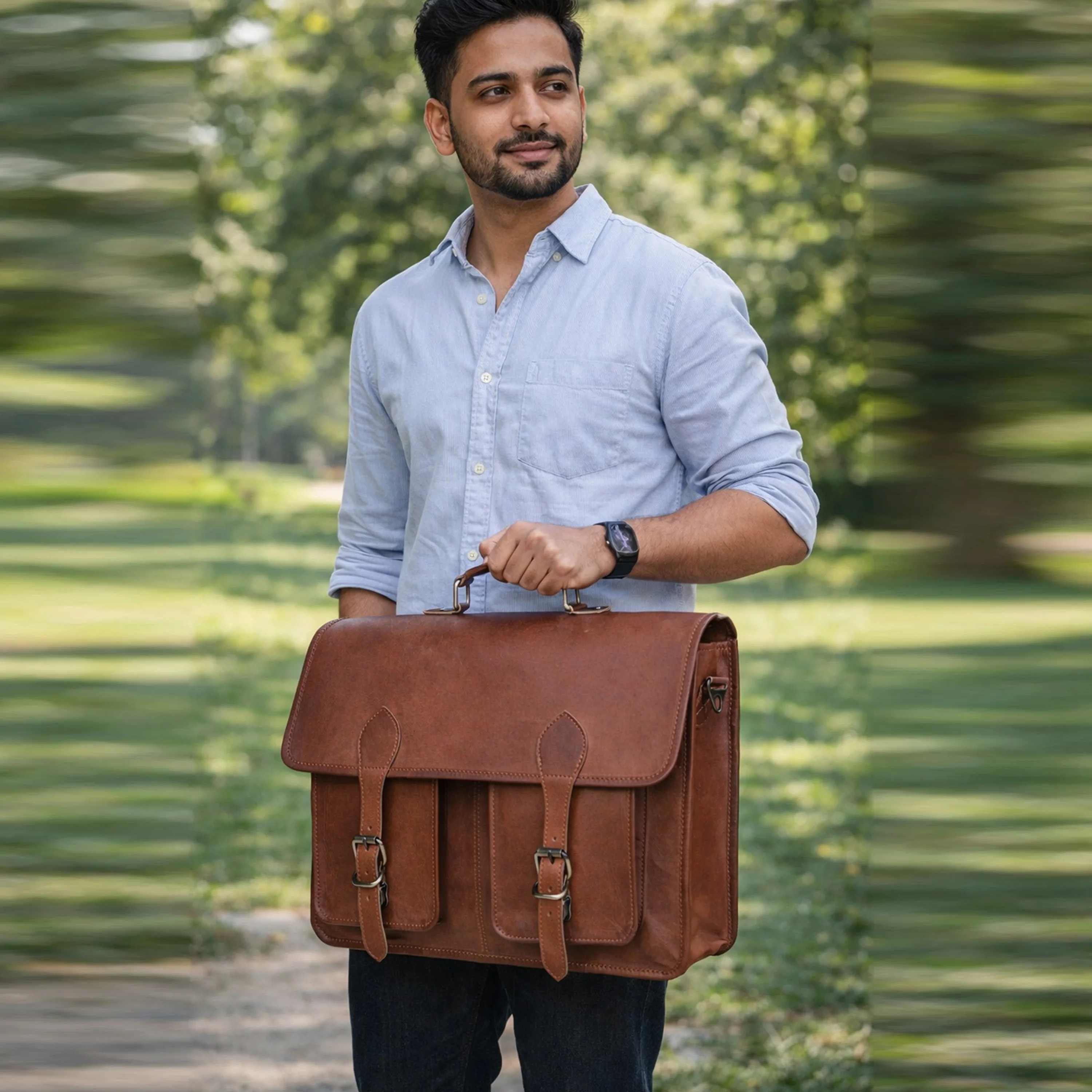 The Lunar Leather messenger Bag - Image 8