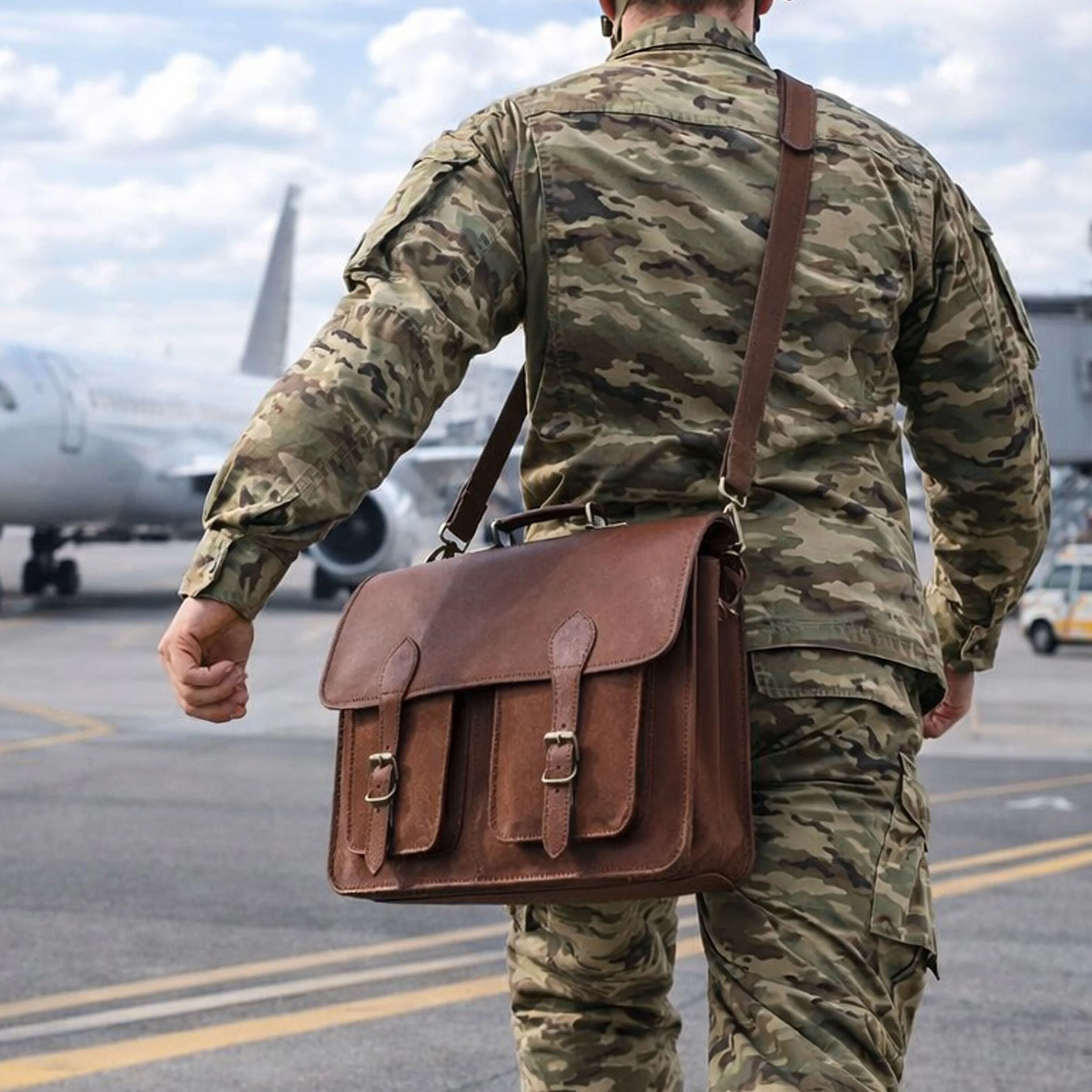 The Lunar Leather messenger Bag - Image 9