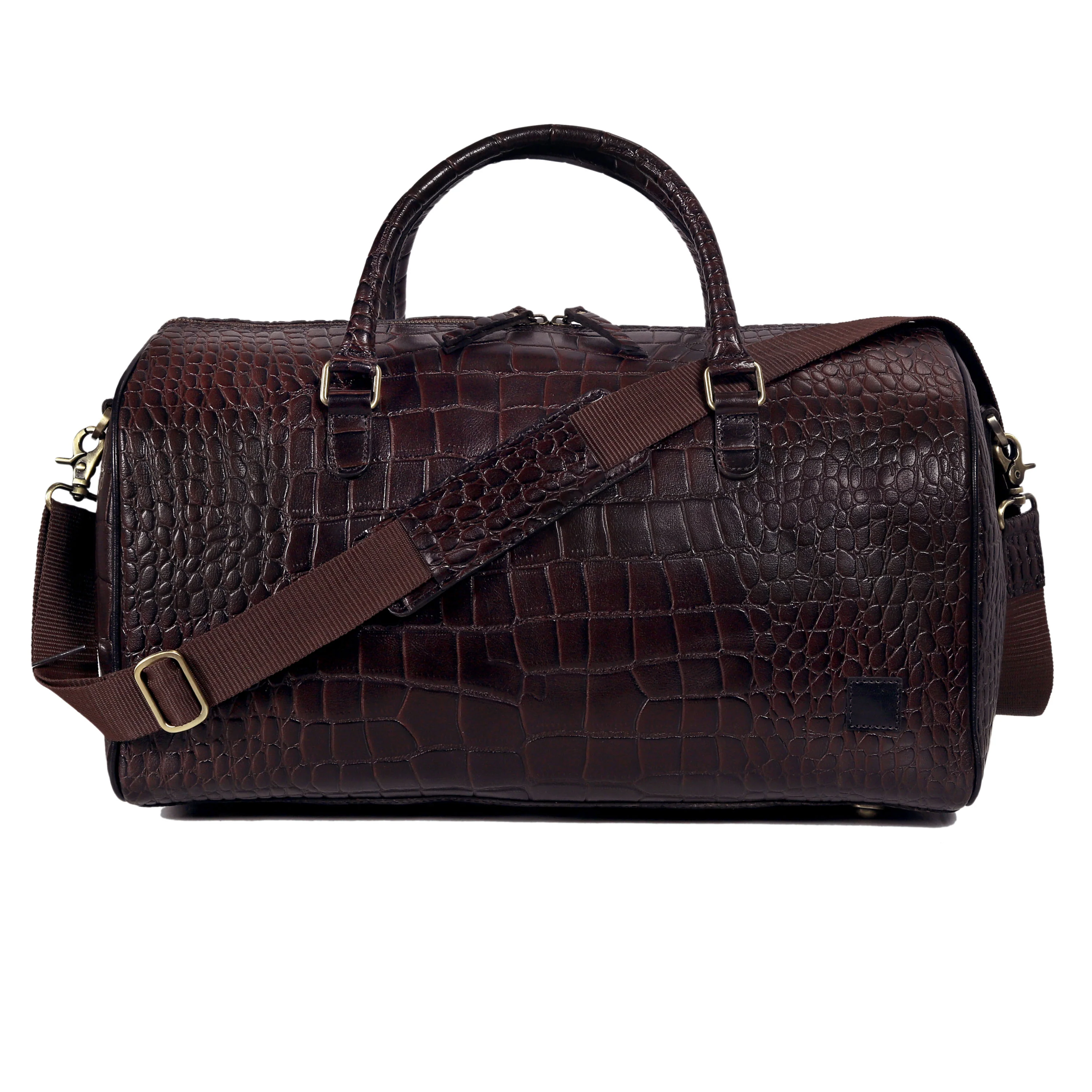 The Noir Croc Leather Duffle Bag - Image 10