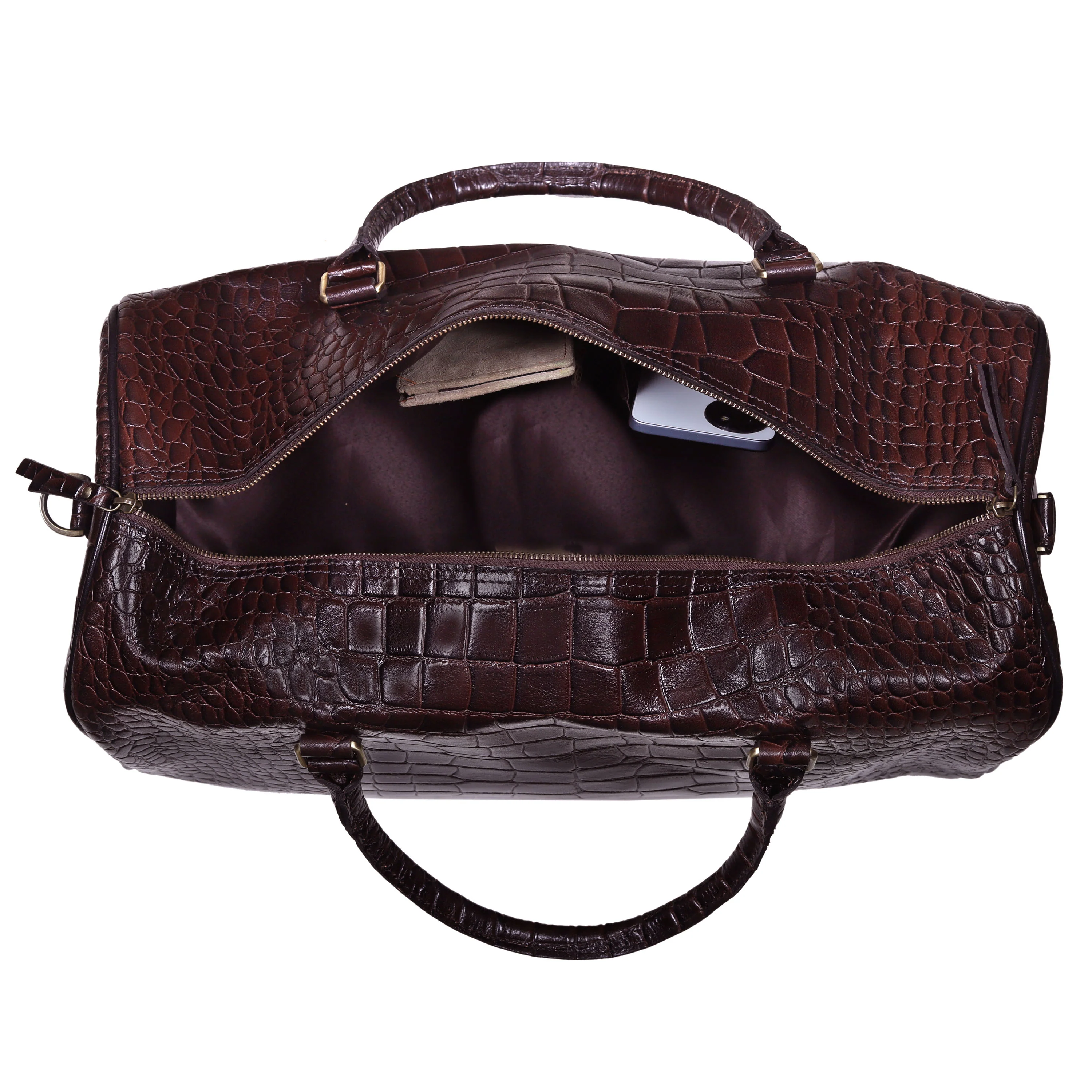 The Noir Croc Leather Duffle Bag - Image 11