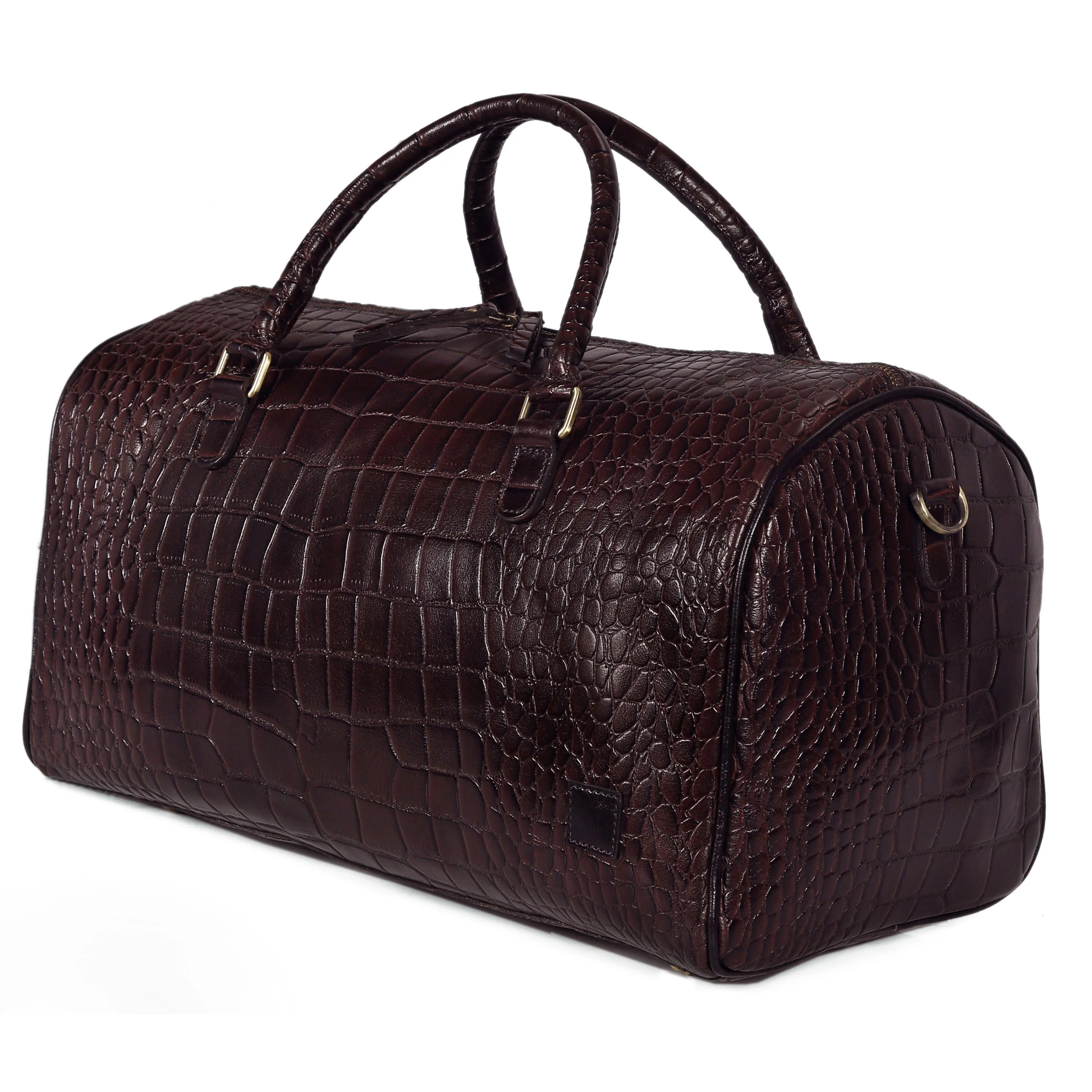 The Noir Croc Leather Duffle Bag - Image 12
