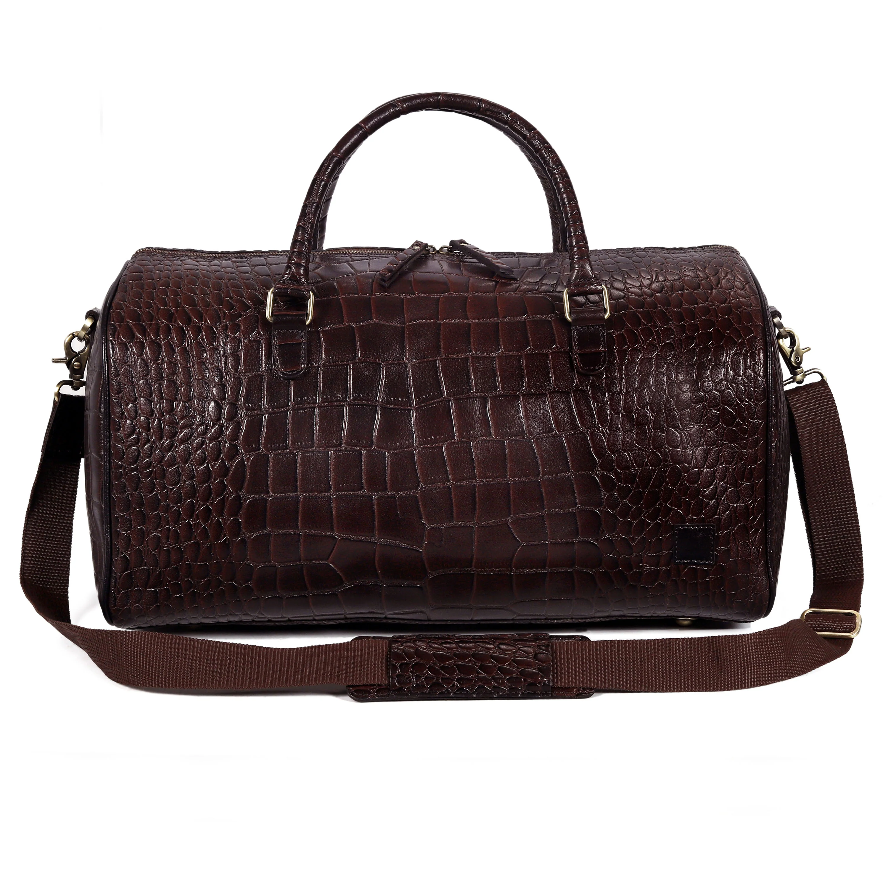 The Noir Croc Leather Duffle Bag - Image 15