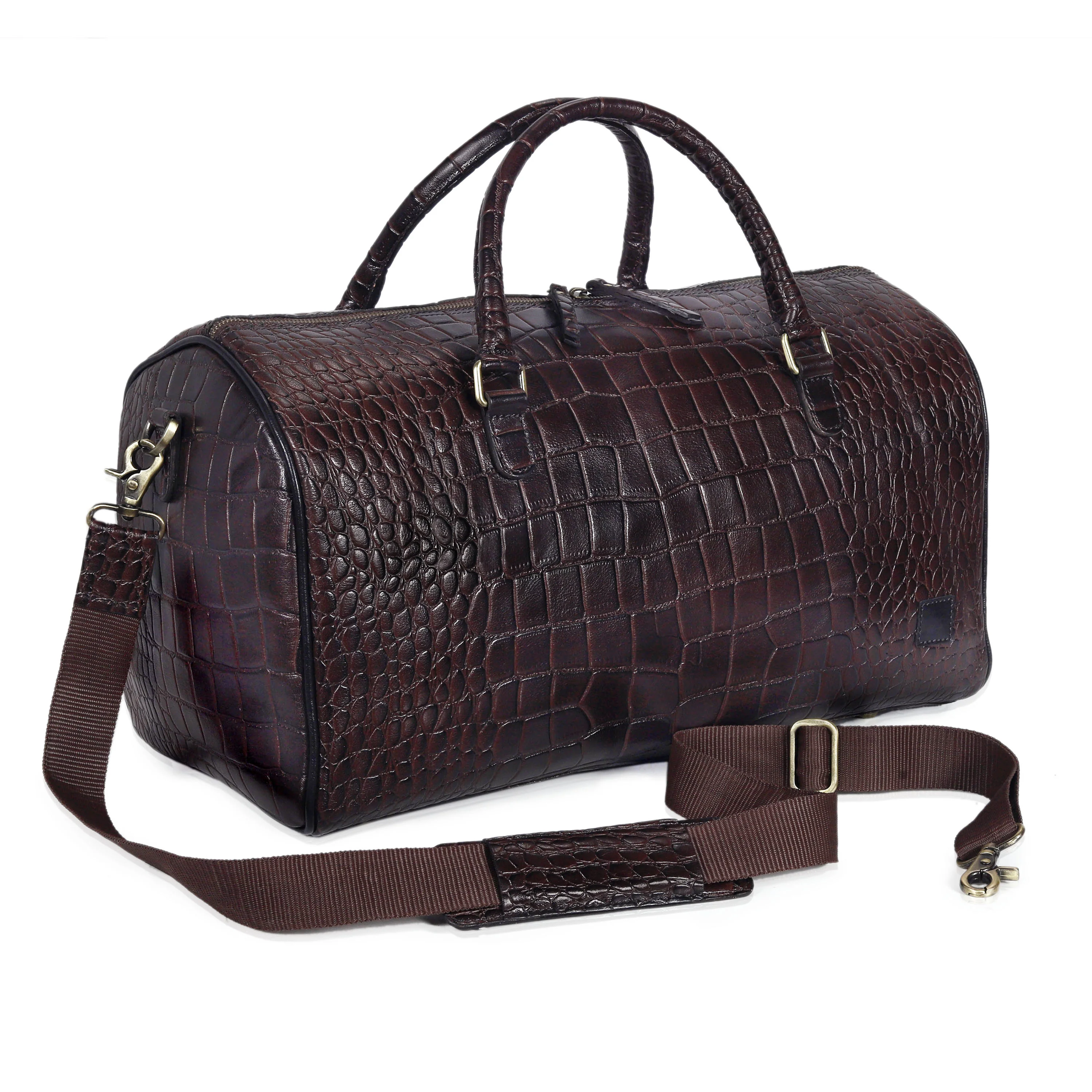 The Noir Croc Leather Duffle Bag - Image 16