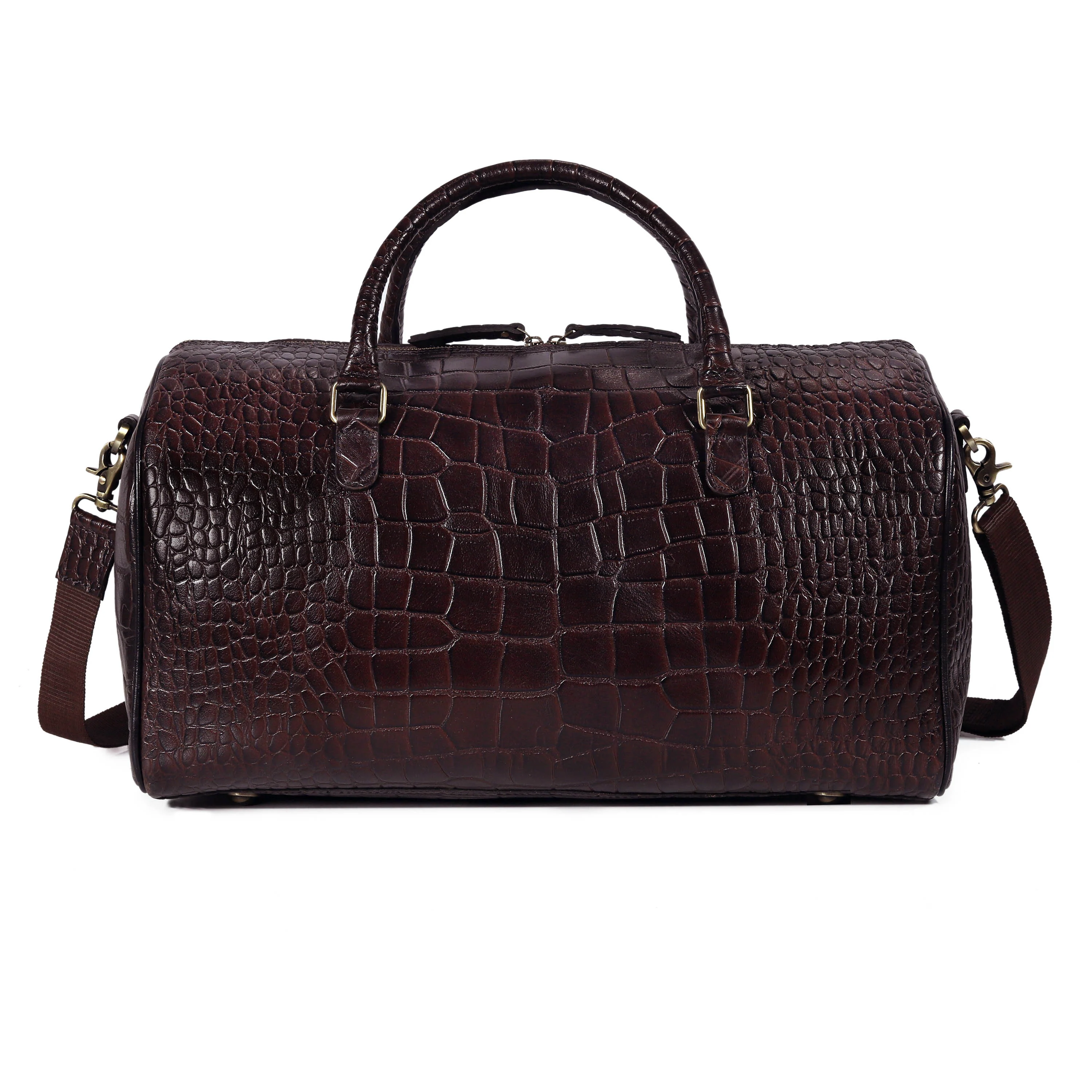 The Noir Croc Leather Duffle Bag - Image 17