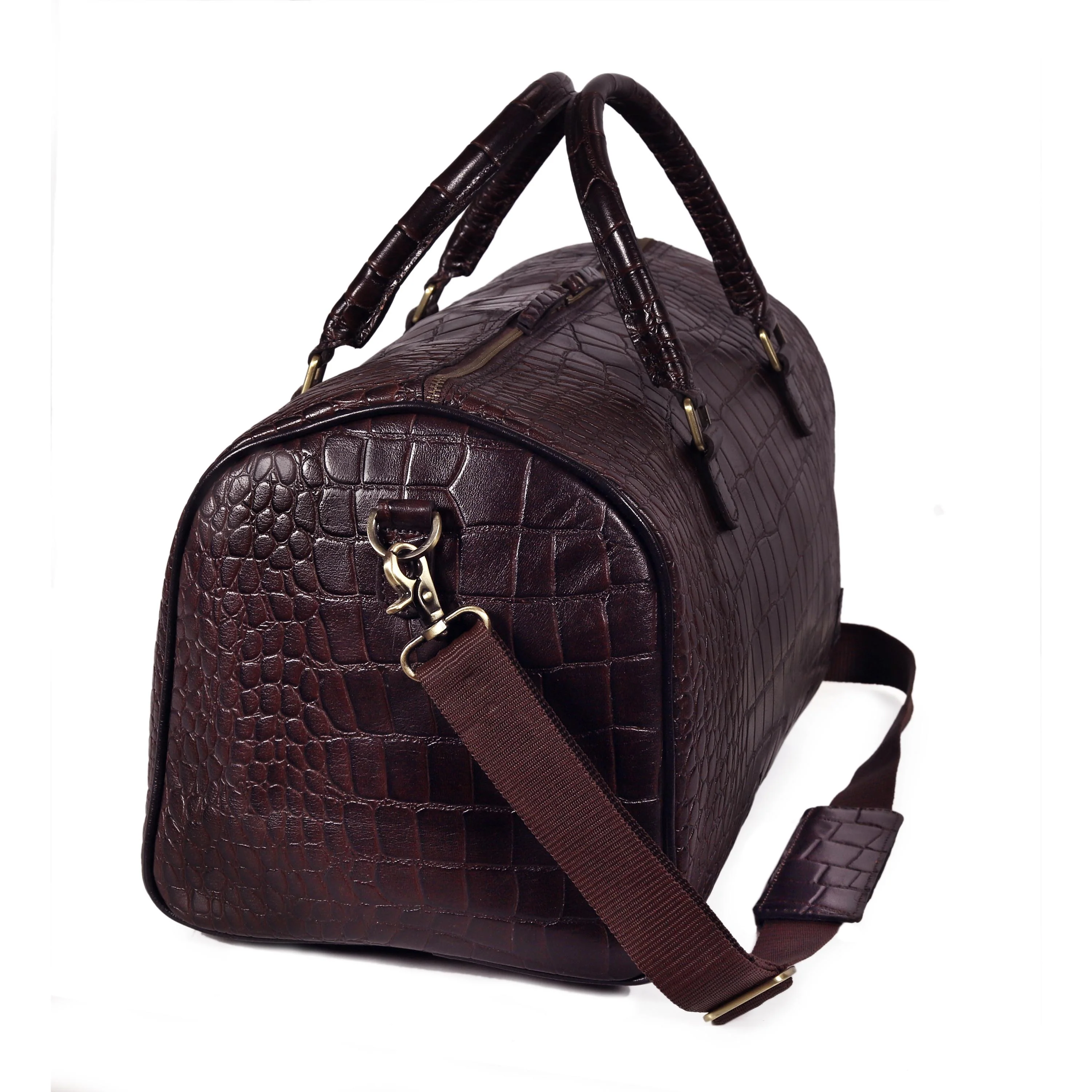 The Noir Croc Leather Duffle Bag - Image 18