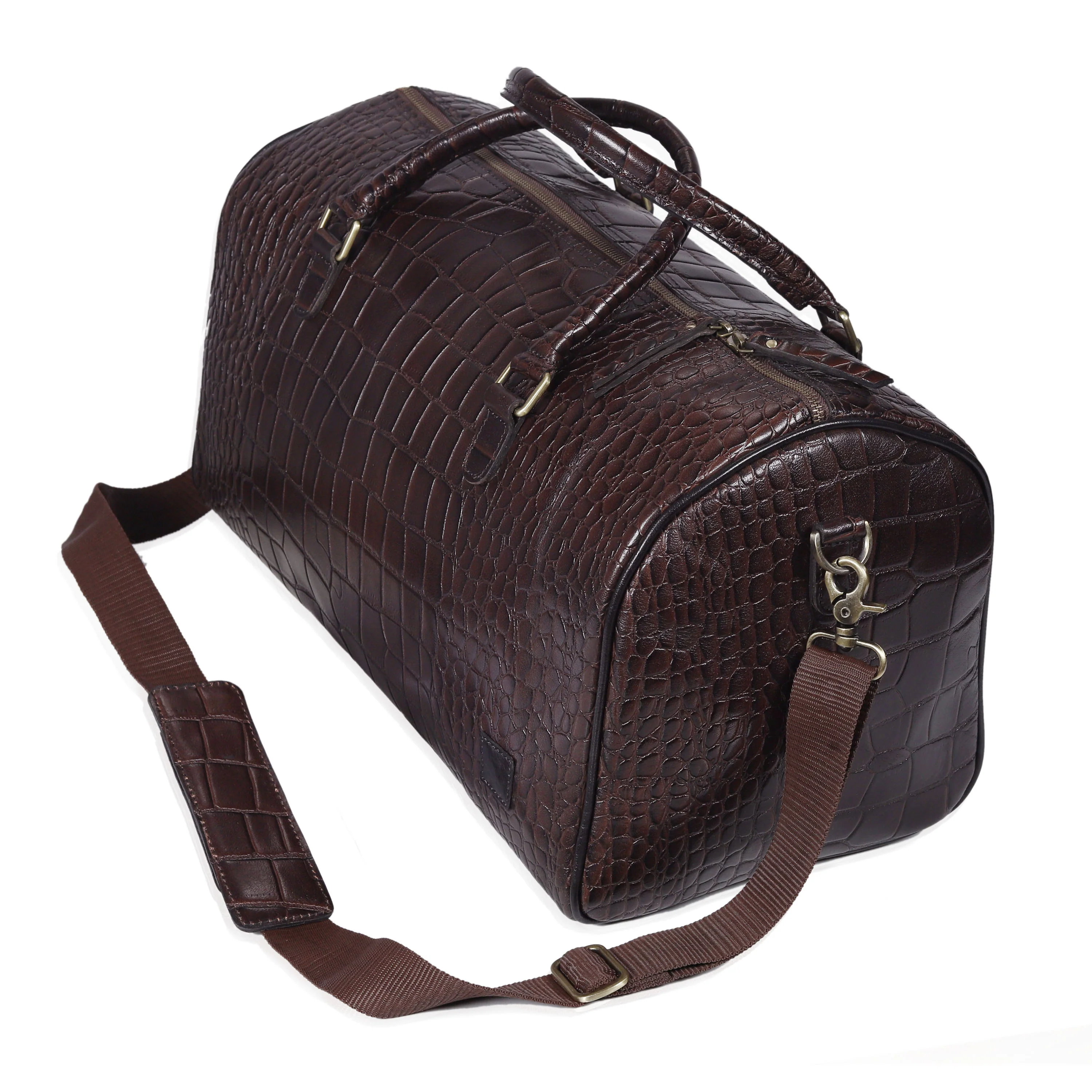 The Noir Croc Leather Duffle Bag - Image 19