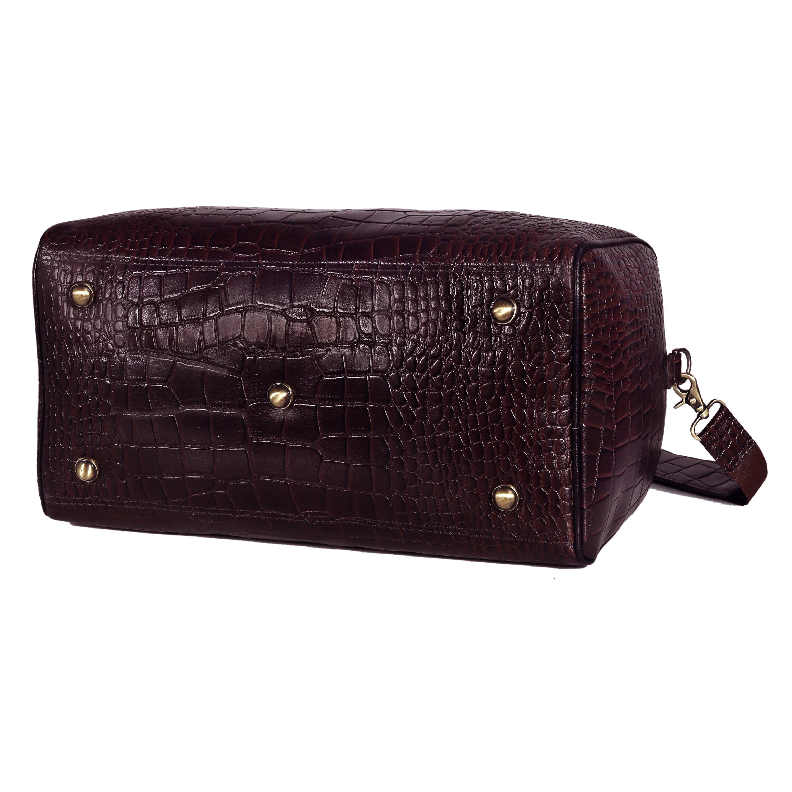 The Noir Croc Leather Duffle Bag - Image 20