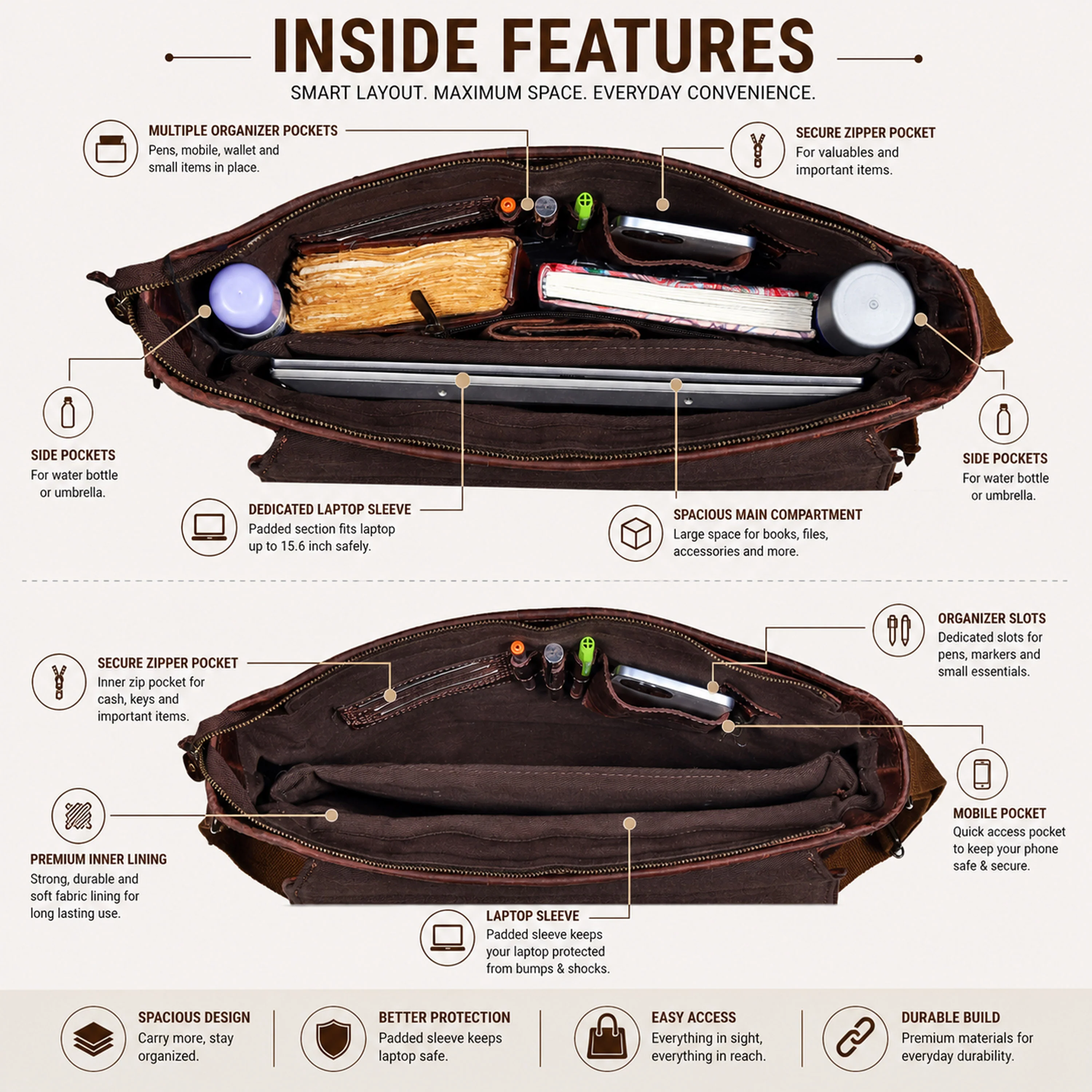 The Regal Buffalo Leather Briefcase - Image 5