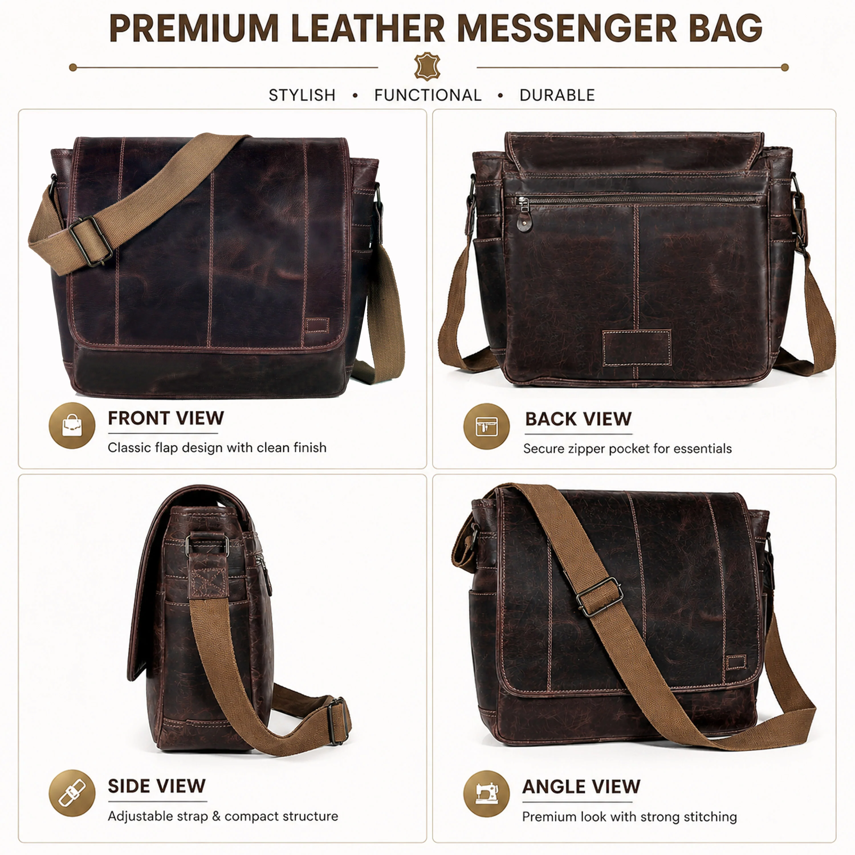 The Regal Buffalo Leather Briefcase - Image 6