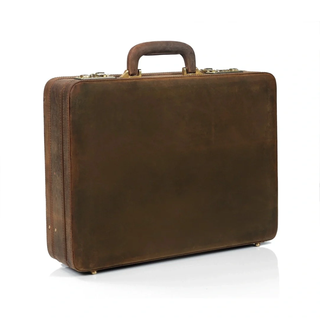 The Vintage Buffalo Leather hard shell attachéd Case Briefcase - Image 13