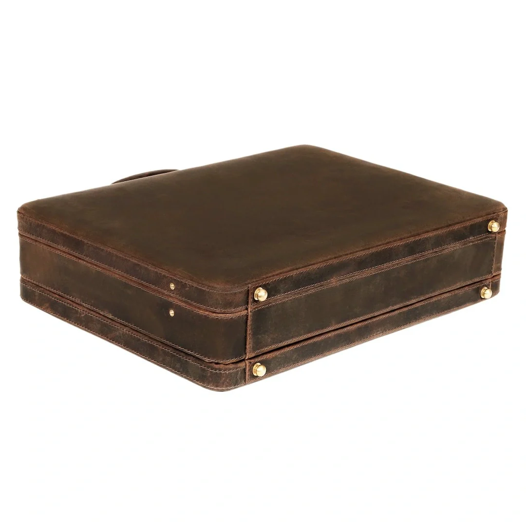The Vintage Buffalo Leather hard shell attachéd Case Briefcase - Image 15
