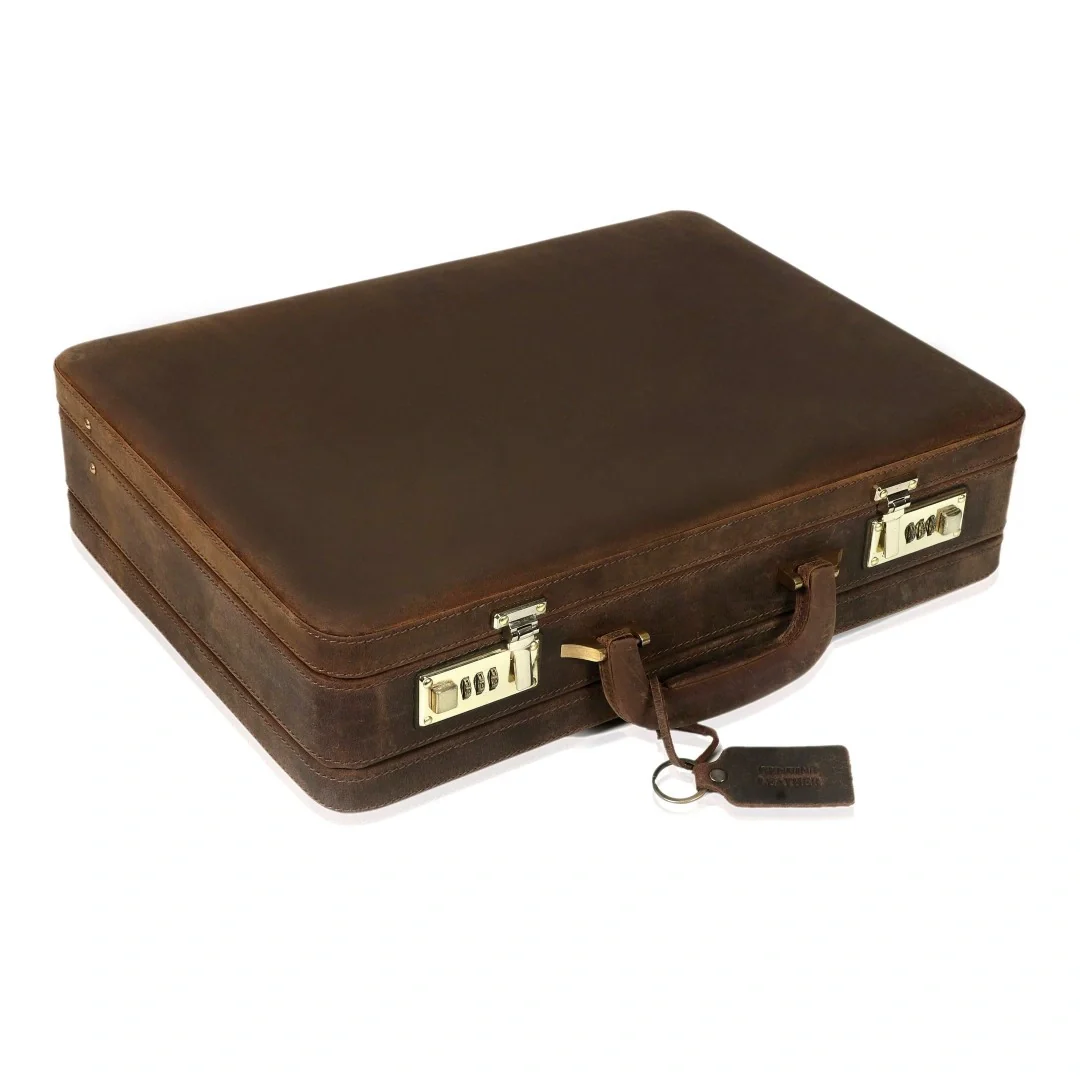 The Vintage Buffalo Leather hard shell attachéd Case Briefcase - Image 19