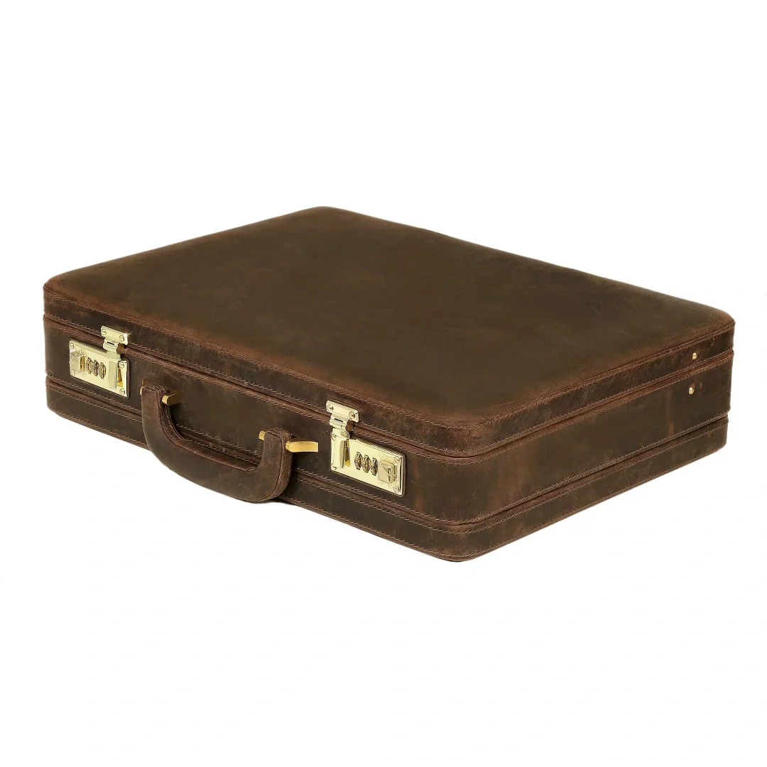 The Vintage Buffalo Leather hard shell attachéd Case Briefcase - Image 2