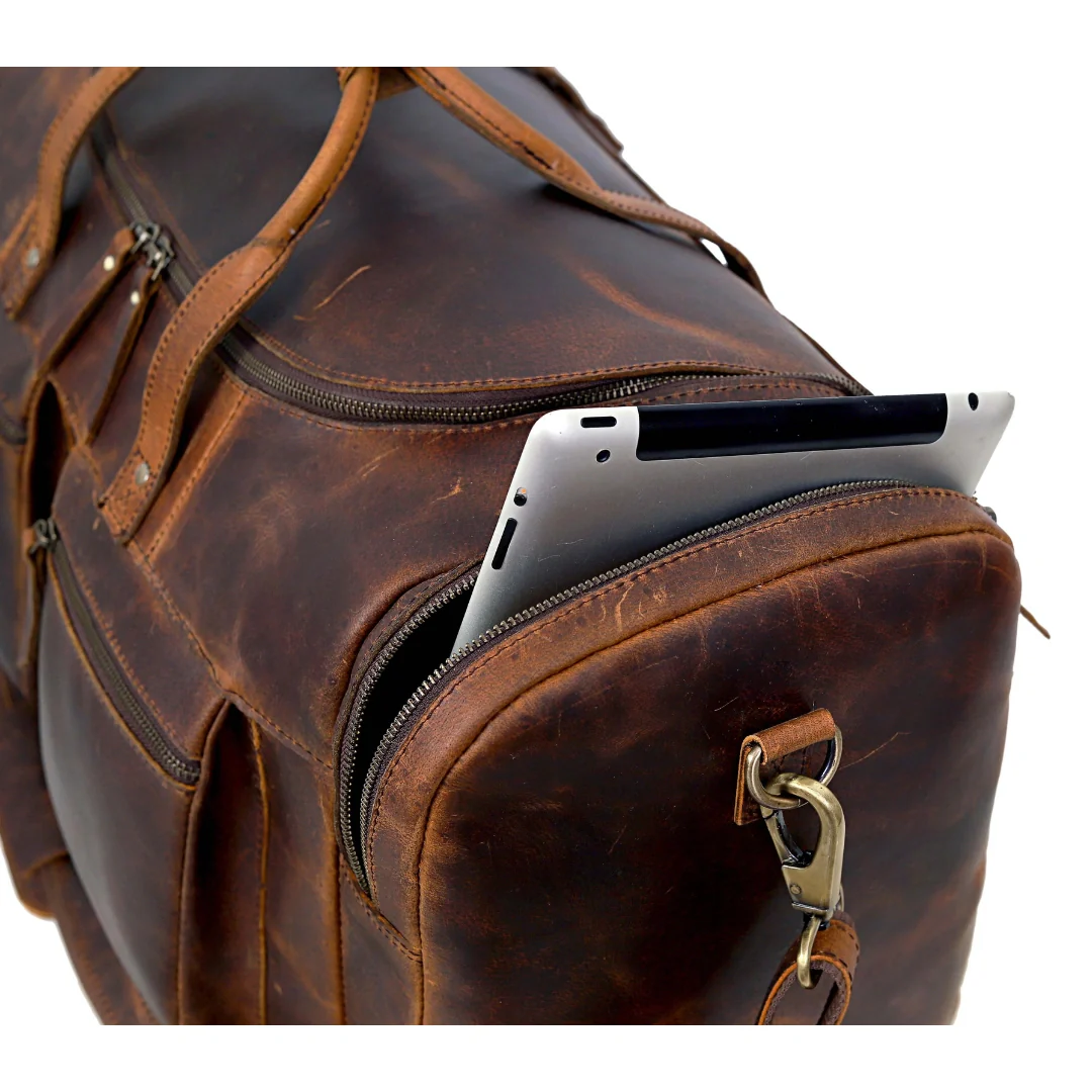 Vintage Radiant Buffalo Leather Duffle Bag - Image 10