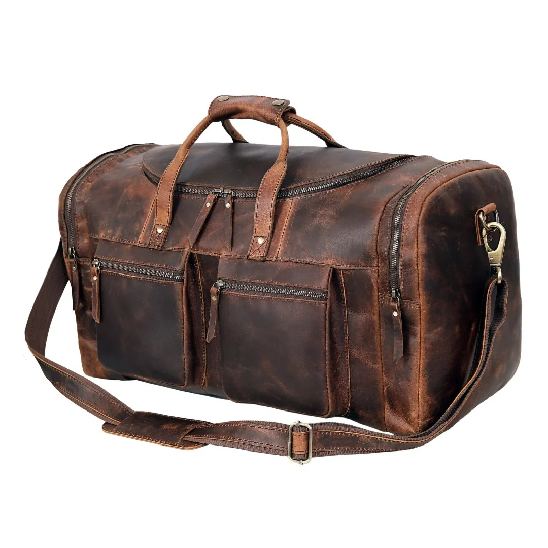 Vintage Radiant Buffalo Leather Duffle Bag - Image 16