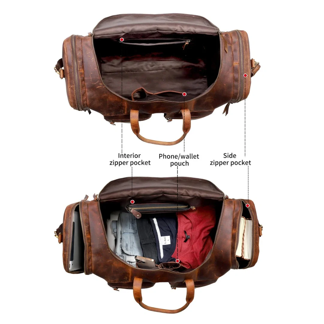 Vintage Radiant Buffalo Leather Duffle Bag - Image 4