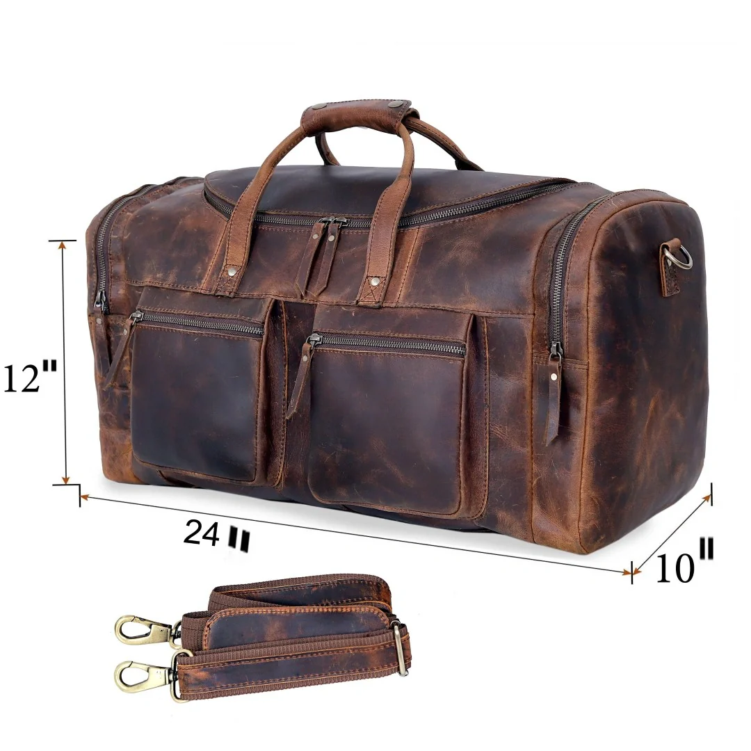 Vintage Radiant Buffalo Leather Duffle Bag - Image 5