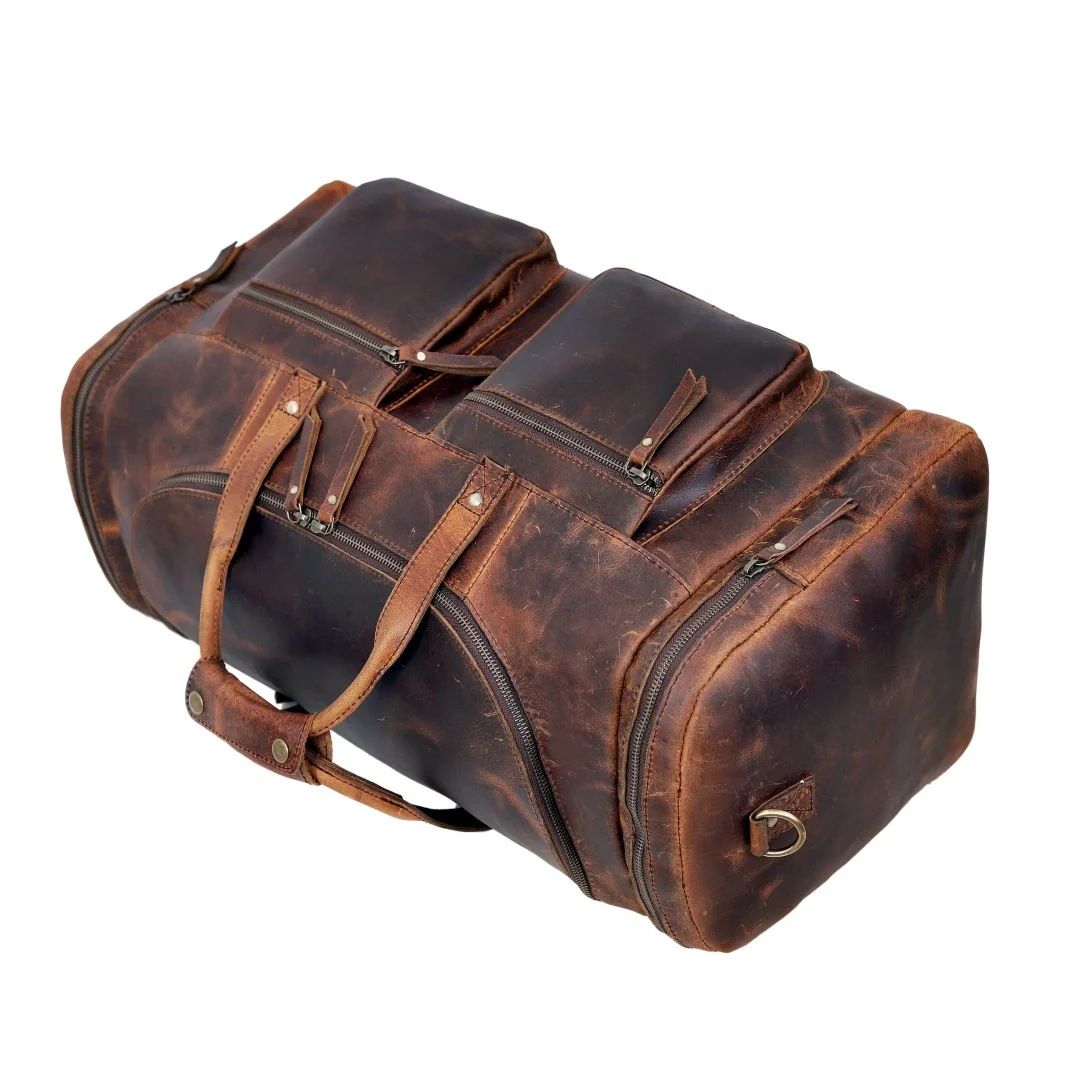 Vintage Radiant Buffalo Leather Duffle Bag - Image 6
