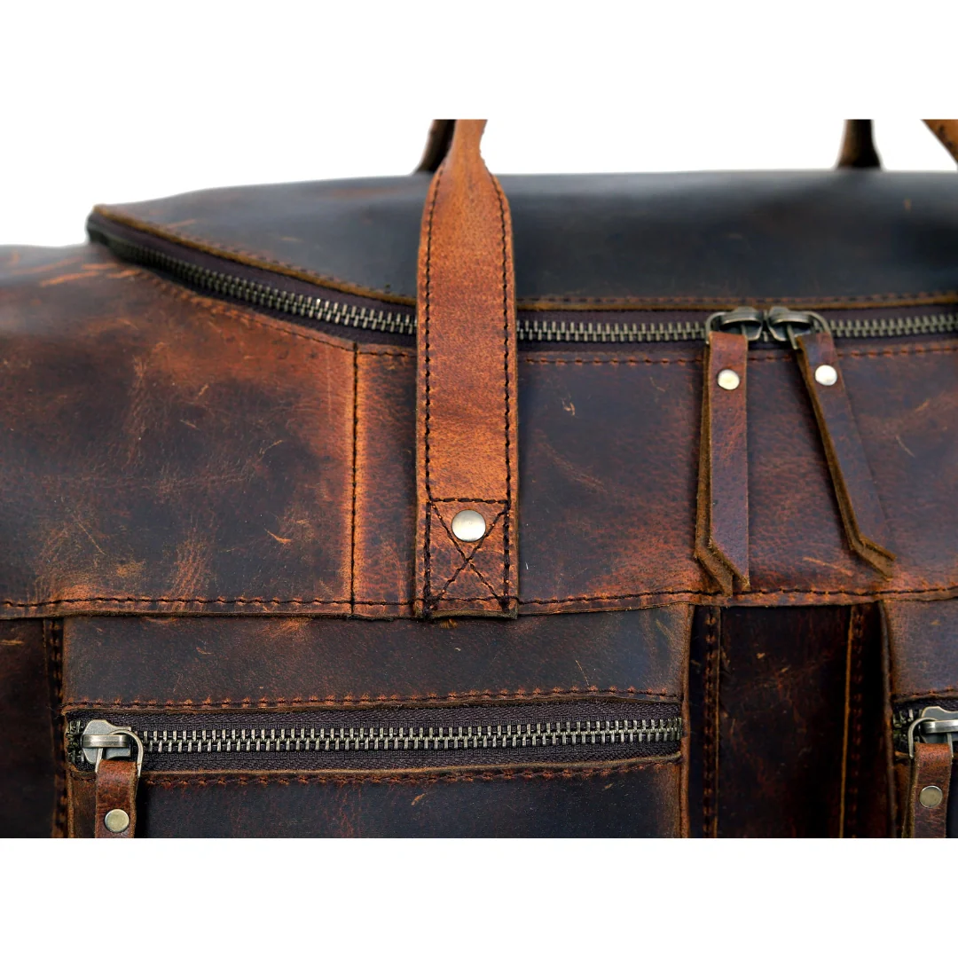 Vintage Radiant Buffalo Leather Duffle Bag - Image 9